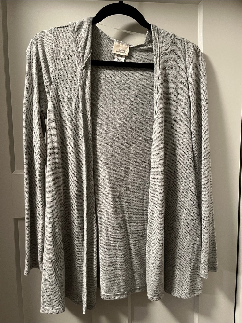 caution to the wind Gray Open-Front Hooded Sweater small